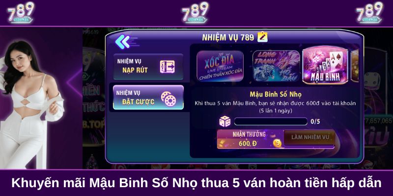 Khuyến mãi đặt cược Mậu Binh Số Nhọ thua 5 ván hoàn tiền hấp dẫn